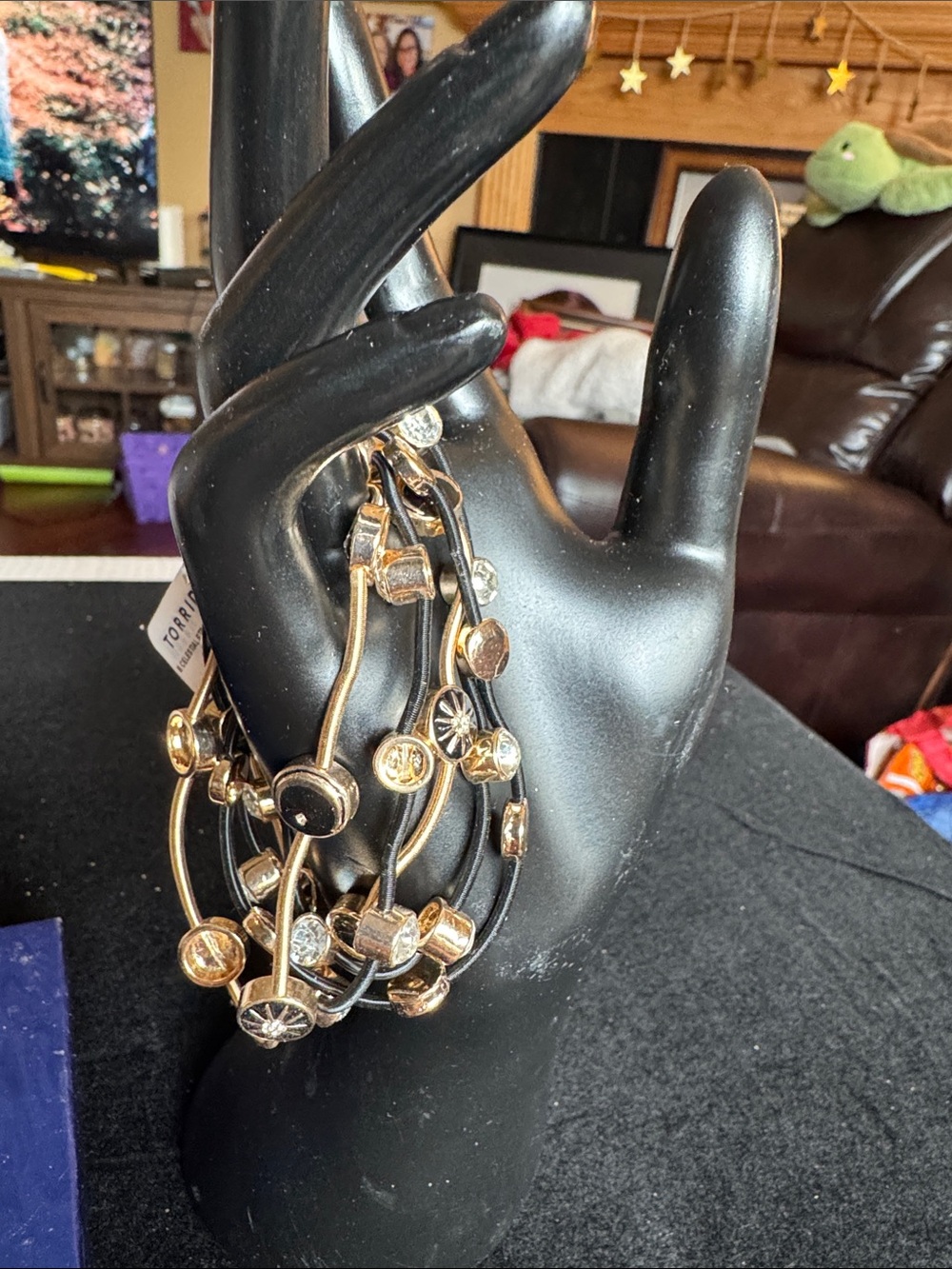 torrid Gold and Black Multi-Strand Crystal Accent Bracelet